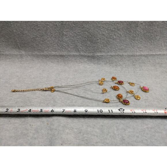 Chico's Station Multi Layered Charm Pendant Necklace Bib Dangle Gemstone Beads - Picture 4 of 5